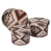 Boîte éco-cuir 1-3 rayures marron rond cmø27h17