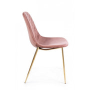 Chaise de salon en velours rose avec pieds dorés