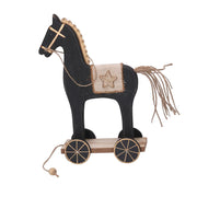Cheval en bois avec roues noires 12,5x8h22,5 cm