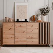 Buffet Medan51C avec 3 portes et 4 tiroirs en chêne anthracite