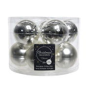 Boule de Noël en verre argent Assortiment 6 cm Carton 10 pièces