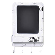 Tableau noir Bristol en métal blanc avec étagère et support 4 places cm35x57,5x7