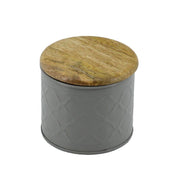 Pot en métal avec bouchon en bois gris cmø12h13