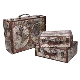 Valise en éco-cuir 1-3 globe rectangulaire cm40x30h14