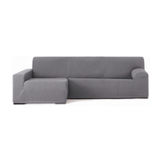 Housse de canapé Troya élastique péninsule gauche gris accoudoir long 250/310