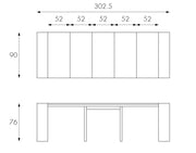 Console extensible anti-rayures en mdf laqué gris tourterelle 90x42,5/302,5x76h cm