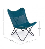 Chaise de mer pliante en textilène Vert d'Eau BUTTERFLY GABICCE 77.5x81x h89 cm