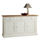 Buffet shabby chic 3 portes et 3 tiroirs 165x46x94 blanc