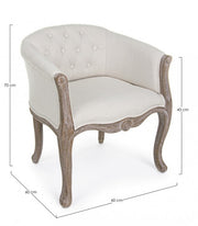 Fauteuil classique en bois et tissu naturel Diva
