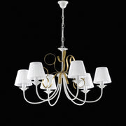 Chandelier en fer blanc classique Shabby Gold Paralumi six lumières 83x H50 cm