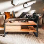 Table basse avec tiroir en chêne anthracite cm 100x 55 x 40 h