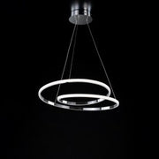 Lustre suspension aluminium métal chromé poli avec LED intégrée 60x h 150 cm