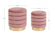 Set2 Pouf Container Darina Rosa Antico en velours