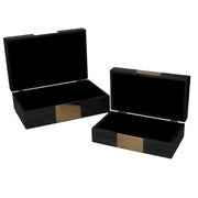 Boîte en bois rectangulaire noire 1-2 cm31x20h10