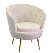 Fauteuil en velours tulipe crème cm73x72h77