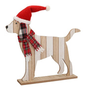 Chien en bois avec chapeau rouge cm37x6h25