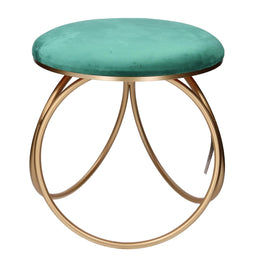 Pouf rond en métal velours vert cmø44x42h43