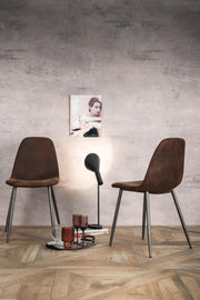 Chaise vintage en similicuir et assise moka 44x50x84h cm