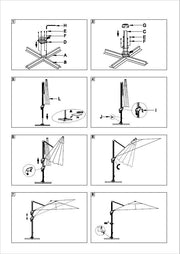 Parasol en aluminium avec mât latéral blanc 4x4 m