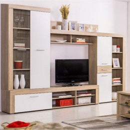 LIZA Mur de rangement Chêne blanc 245x41,5x196 cm