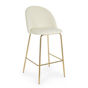 2x Tabouret de bar carry style ambiance velours blanc