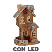 Maison en bois avec led naturel cm19x14h31