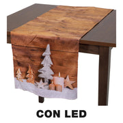 Chemin de table en tissu avec décorations LED beige cm40x150