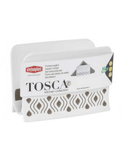 Porte-serviettes élégant en blanc et gris tourterelle de Stefaniplast, taille 7,5x15,5cm (55350).