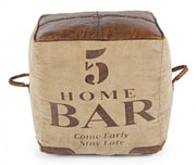 Pouf cube en cuir de style industriel cm 45x45x45h