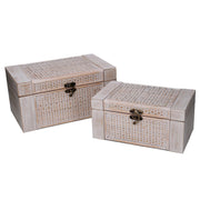 Boîte rectangulaire en bois blanchi 1-2 cm34x20,5h17,5