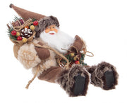 Statue en bois naturel d'un père Noël assis de 8x Babbo Alpino