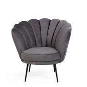 Fauteuil coque Orel en velours gris fumé
