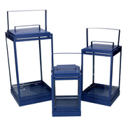 Lanterne en métal 1-3 bleu 18x18h36.3-42.5 cm