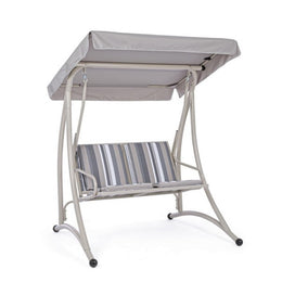 Rocking chair 2 places en acier Ivoire GRELY 145x120x h185 cm