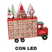 Calendrier bois van led rouge cm32x7h32