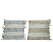 Coussin à franges de couleurs assorties en coton