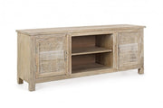 Armoire basse Mayra 2 portes en bois naturel 150x40x60h cm