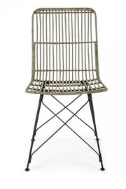 Chaise de style contemporain en acier et kubu Gris LUCILA 45x55x h85 cm