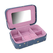 Boîte à bijoux rectangulaire en simili cuir étoile bleue cm22x14,5h6,5