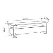 Support de télévision blanche à deux pièces 150x42x45h cm