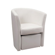 Fauteuil rembourré recouvert d'éco-cuir blanc et pouf amovible 64x63xh.76