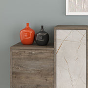 Buffet Hermès couleur café foncé avec portes et tiroirs effet marbre 160 cm