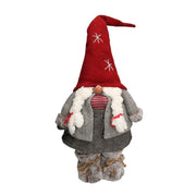 Marionnette en tissu gnome gris rouge cm21x16h75