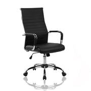 Fauteuil de bureau Folkvan avec base chromée en éco-cuir noir