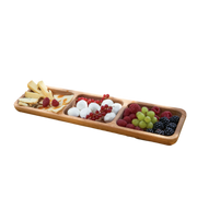 Plateau simple en bois de hêtre avec 3 compartiments