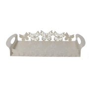 Plateau rectangulaire en métal papillon crème cm41x20h6,5