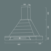 Hotte aspirante JINNY en inox argenté et structure en bois marqueté couleur cendre 90 cm