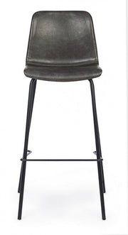 Tabouret de bar acier vintage simili cuir anthracite Kyra 39 x 44 x 103,5 cm
