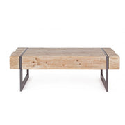Table basse industrielle Garrett avec plateau en bois