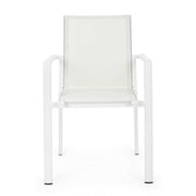 Chaise Konnor en aluminium blanc avec accoudoirs